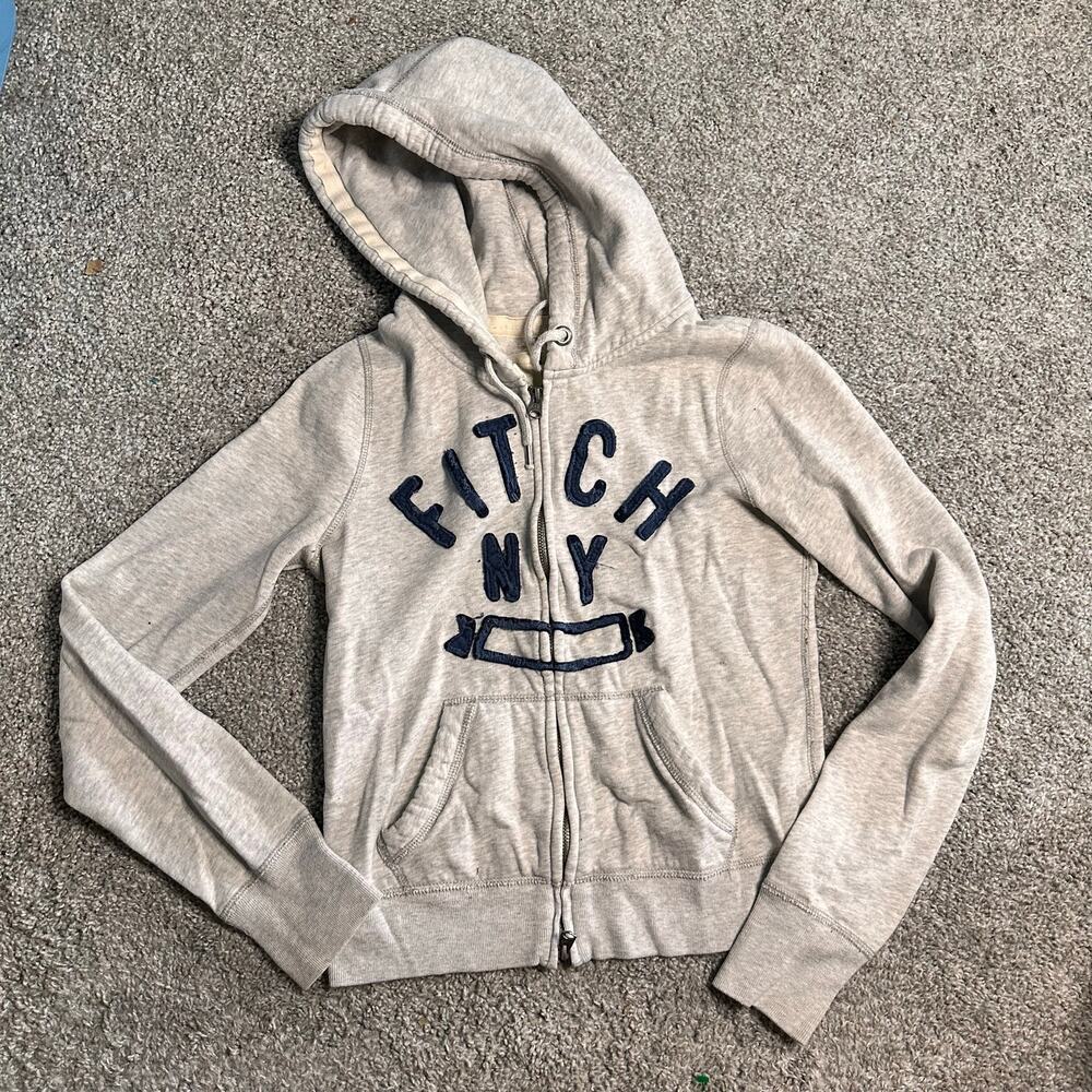 Abercrombie & Fitch Grey Full-Zip Hoodie FITCH NY Womens Medium